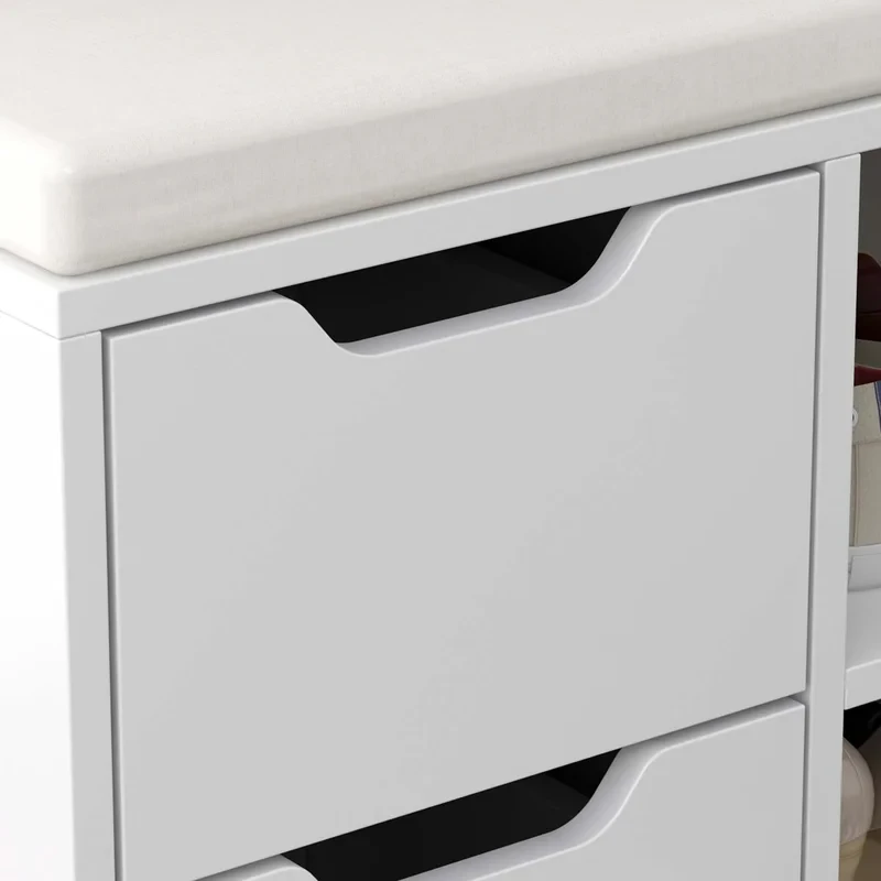 Picture of TOLA White Shoe Bench With Storage unit
