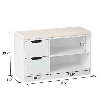 Picture of TOLA White Shoe Bench With Storage unit