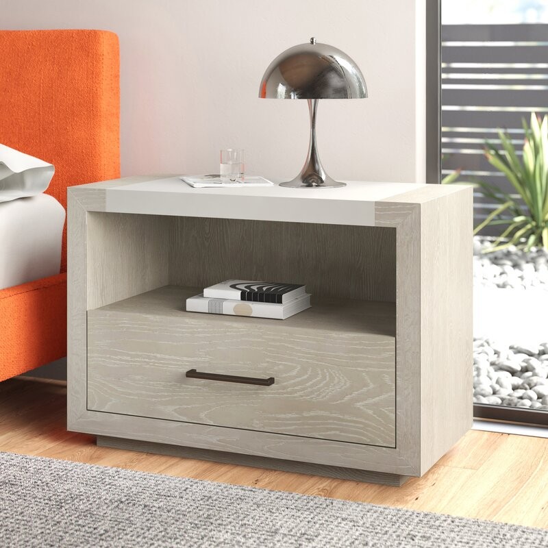 Afiri Drawer Nightstand in Quartz