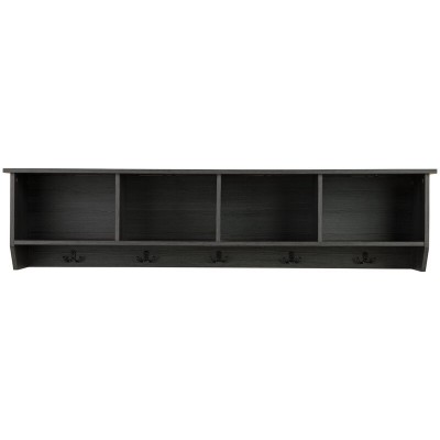 Lyiam Solid Wood Floating Shelf with Hooks