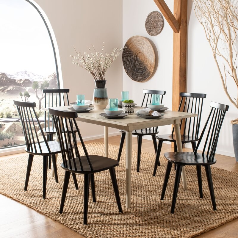Biry Solid Wood Slat Back Arm Chair