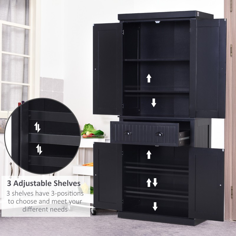 Kity Kitchen Pantry Cabinet – Natural Wood with Dark Modern Finish