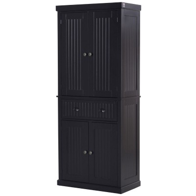 Kity Kitchen Pantry Cabinet – Natural Wood with Dark Modern Finish