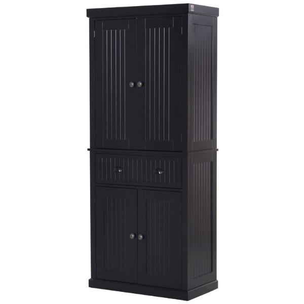 Kity Kitchen Pantry Cabinet – Natural Wood with Dark Modern Finish