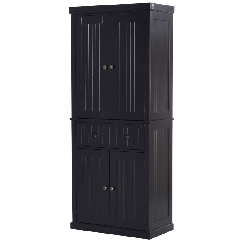 Kity Kitchen Pantry Cabinet – Natural Wood with Dark Modern Finish