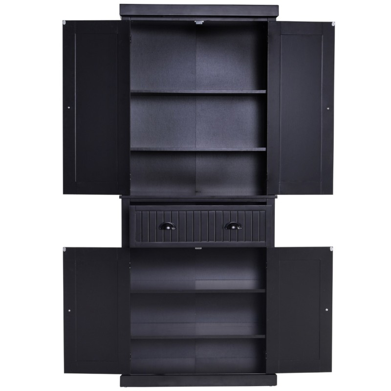 Kity Kitchen Pantry Cabinet – Natural Wood with Dark Modern Finish