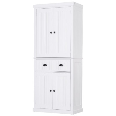 Kity Kitchen Pantry Cabinet – Natural Wood with Dark Modern Finish