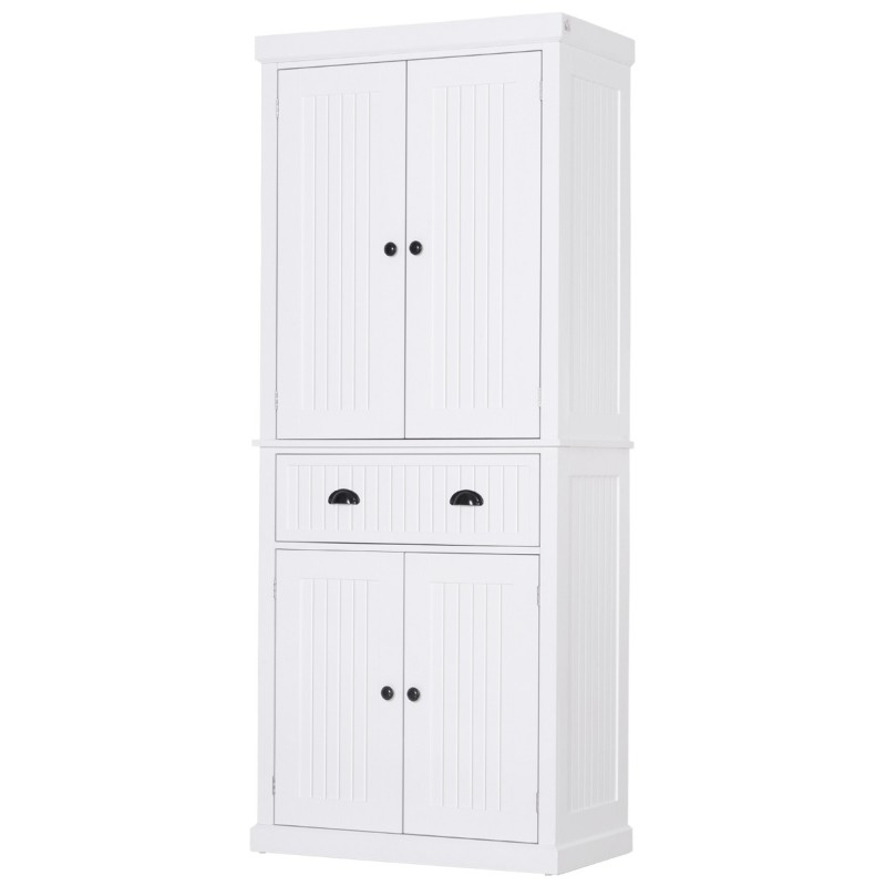 Kity Kitchen Pantry Cabinet – Natural Wood with Dark Modern Finish