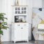 Costa Kitchen Hutch Compact Storage Cabinet with Glass Doors - Natural Wood