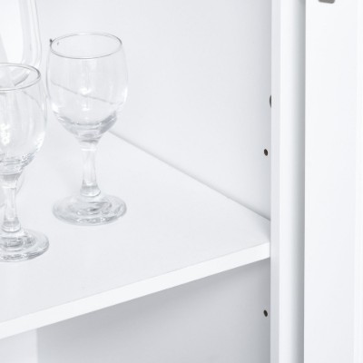 Costa Kitchen Hutch Compact Storage Cabinet with Glass Doors - Natural Wood