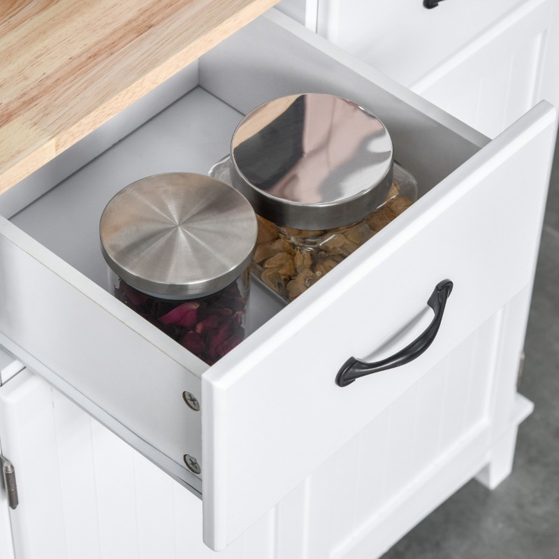 Costa Kitchen Hutch Compact Storage Cabinet with Glass Doors - Natural Wood