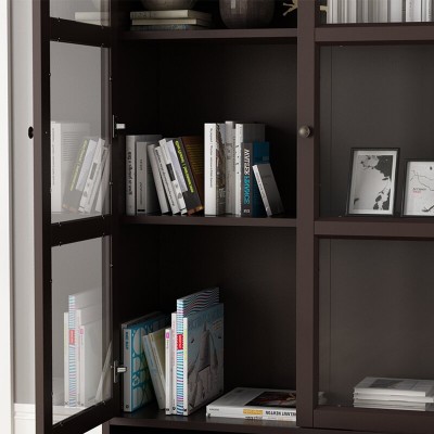 Linda - Natural Wood Cabinet with Glass Doors
