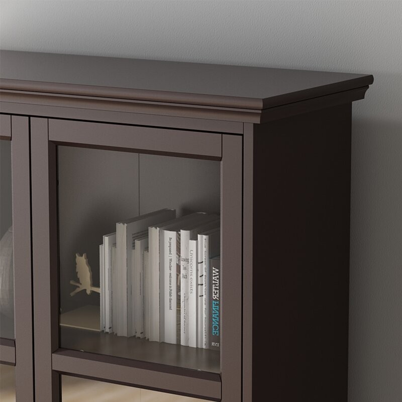 Linda - Natural Wood Cabinet with Glass Doors