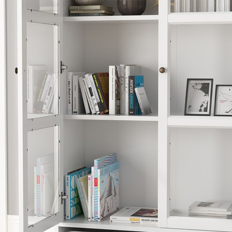 Linda - Natural Wood Cabinet with Glass Doors