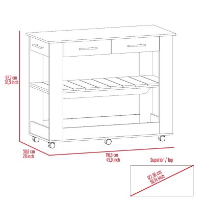 Langi Kitchen Island with Locking Wheels