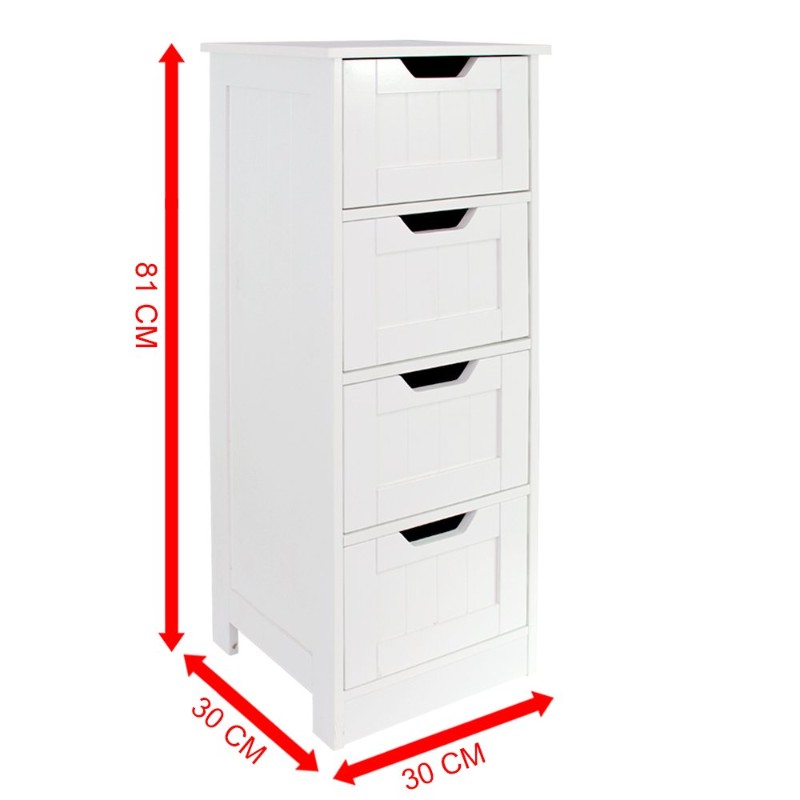 Bath Vida Priano Bathroom 4 Drawer Floor Standing Cabinet Unit Storage Wood