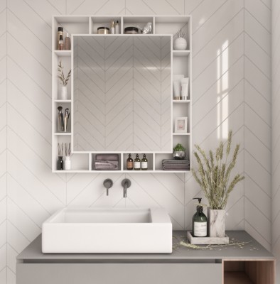 Picture of Gogcha – Natural Wood Bathroom Mirror with Storage Shelves