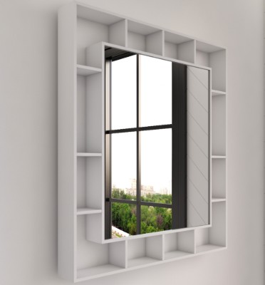 Picture of Gogcha – Natural Wood Bathroom Mirror with Storage Shelves