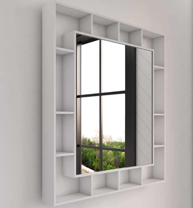 Picture of Gogcha – Natural Wood Bathroom Mirror with Storage Shelves
