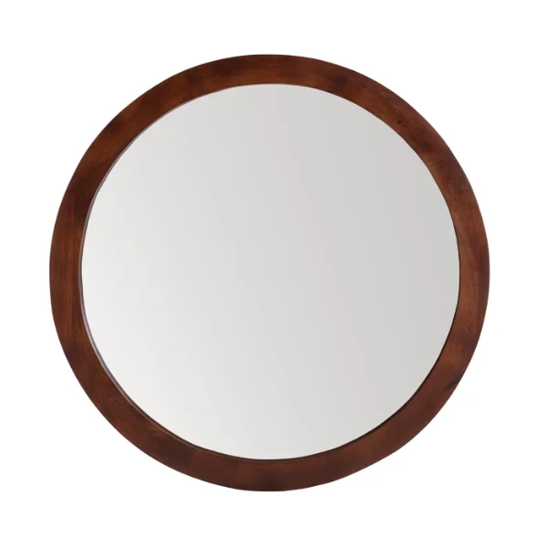 Amane Round Solid Wood Wall Mirror