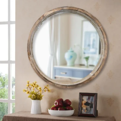 Eberlein Round Wood Wall Mirror
