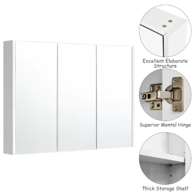 Romer Surface Mount Frameless 3 Door Medicine Cabinet with 6 Adjustable Shelves