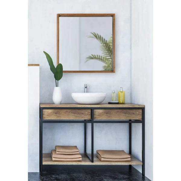 Kate and Laurel Hutton Rustic Wood Square Mirror
