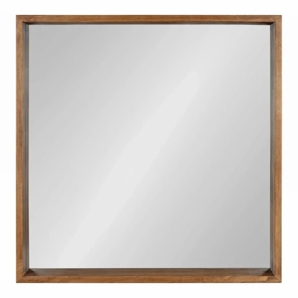 Kate and Laurel Hutton Rustic Wood Square Mirror