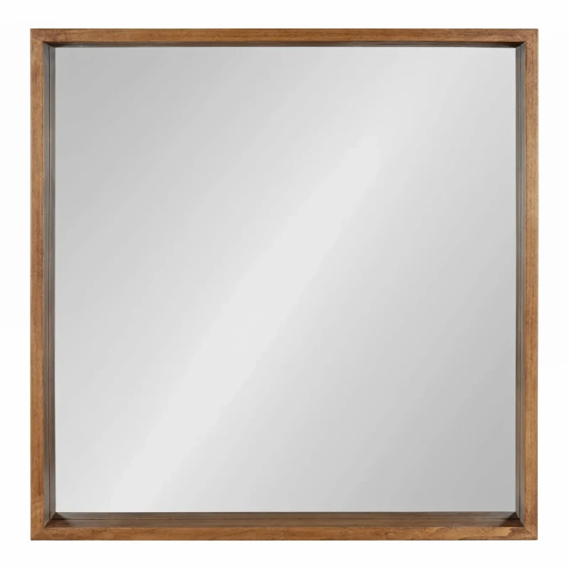 Kate and Laurel Hutton Rustic Wood Square Mirror