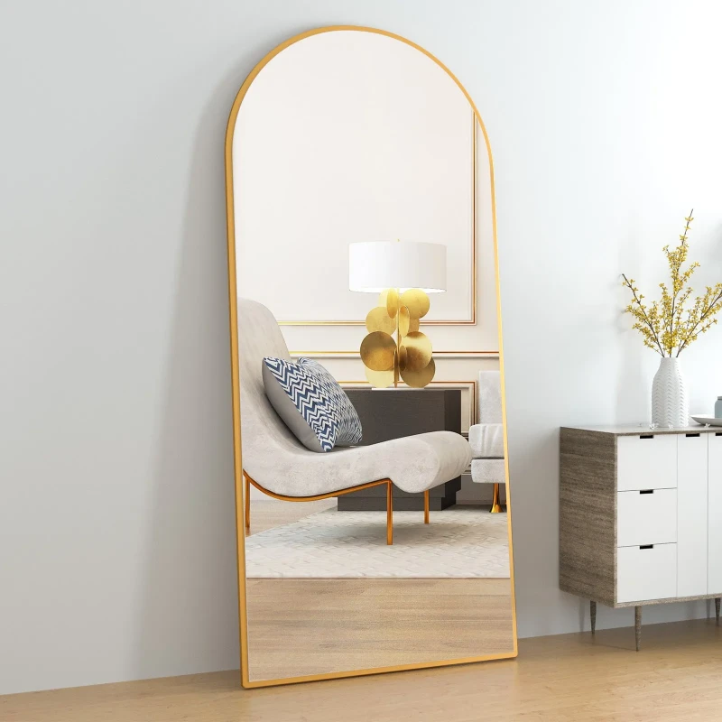 CONGUILIAO Full Length Mirror Arch Mirror Arched Floor Mirror Black Mirror leaner
