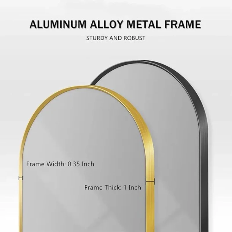 BEAUTYPEAK Wall Mounted Mirror, Bathroom Mirror, Black Vanity Wall Mirror w Metal Frame