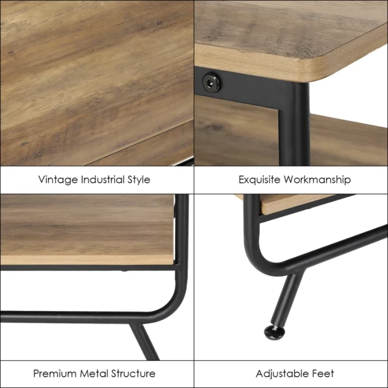 Smyth 4 - Legs Rectangular Coffee Table with Storage, Brown & Black