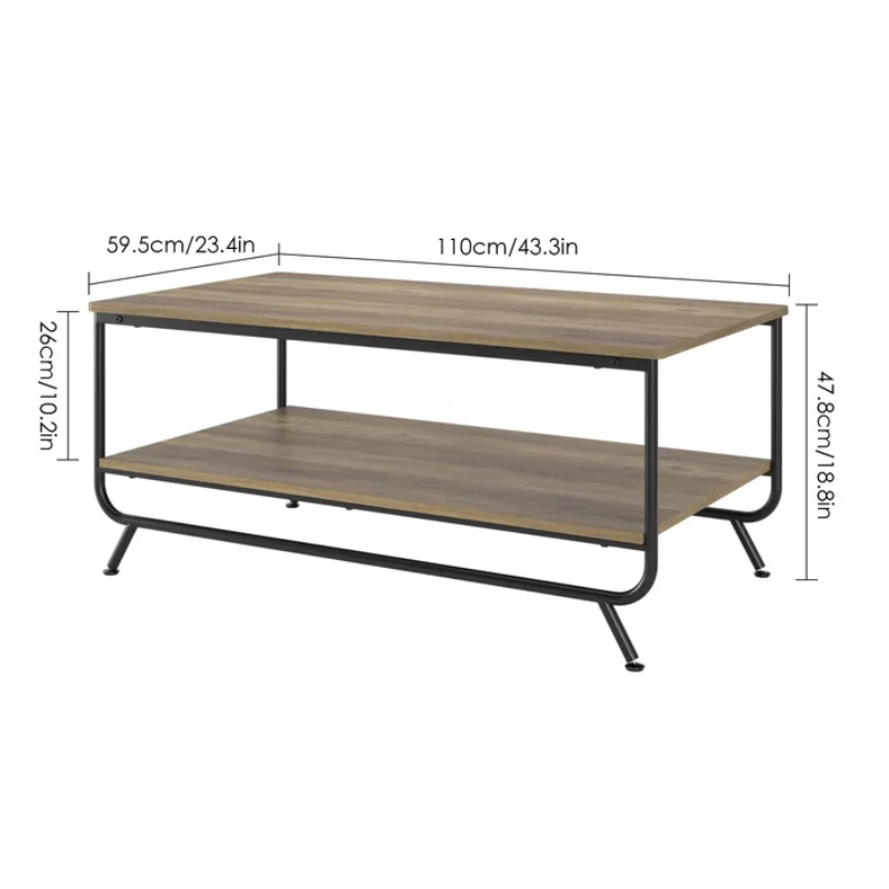 Smyth 4 - Legs Rectangular Coffee Table with Storage, Brown & Black