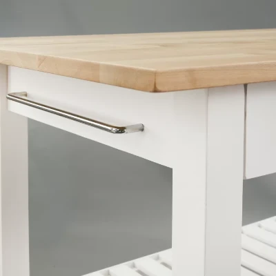Moppi Solid Wood kitchen Island With Shelves