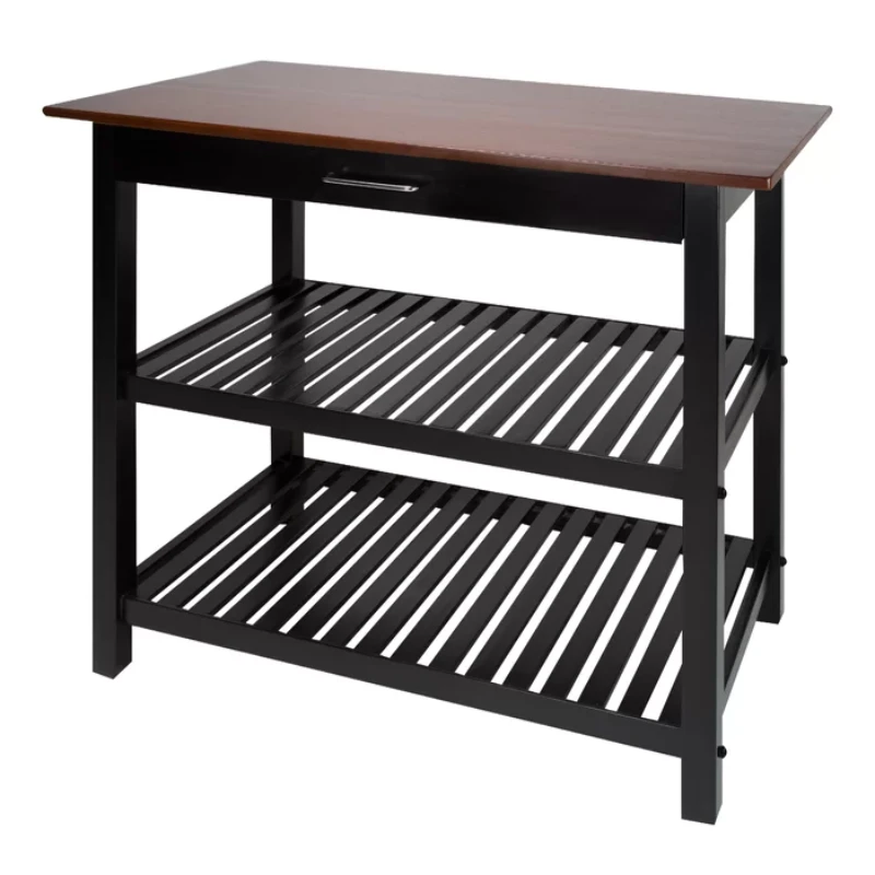 Moppi Solid Wood kitchen Island With Shelves