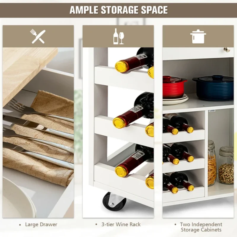 Asac Rolling Kitchen Island with Storage