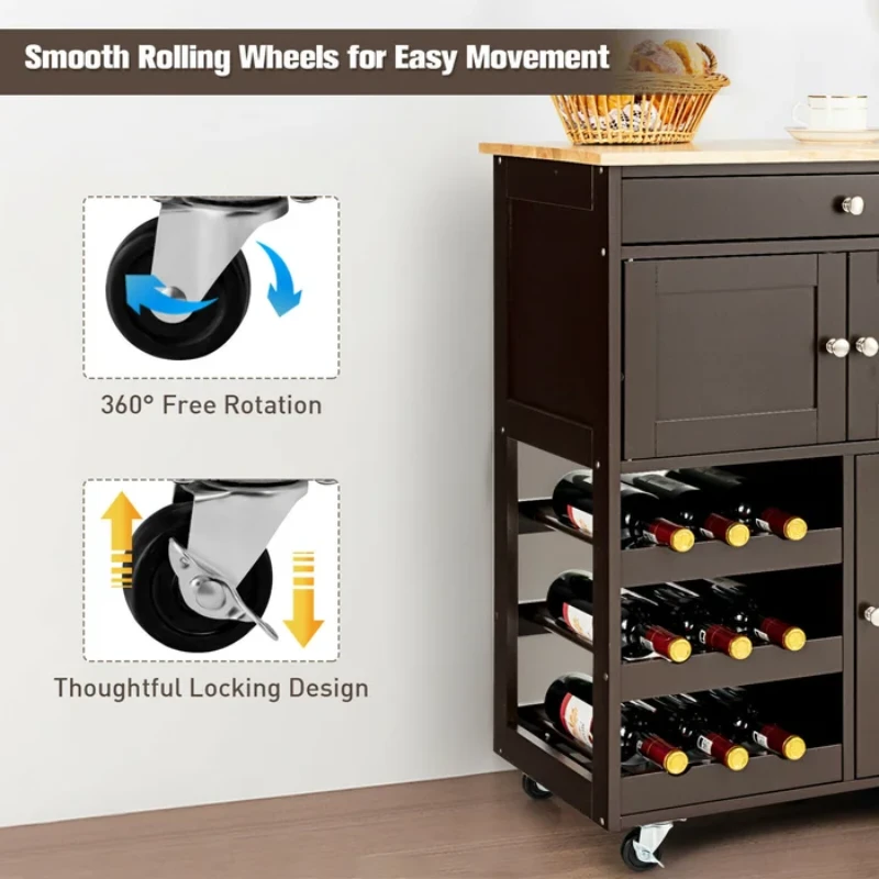 Asac Rolling Kitchen Island with Storage