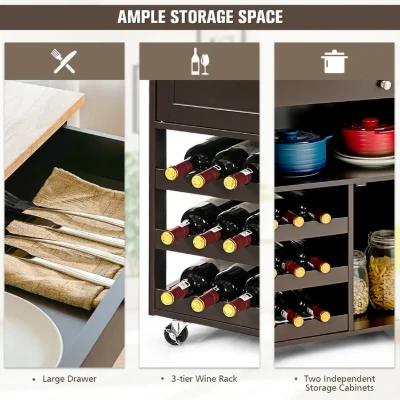 Asac Rolling Kitchen Island with Storage