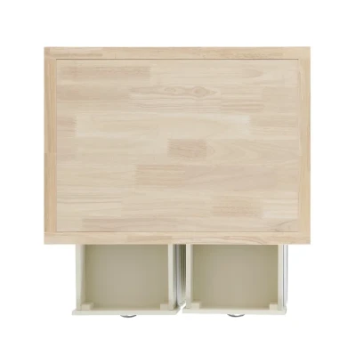Diwai Rolling Kitchen Cart with Solid Wood Top