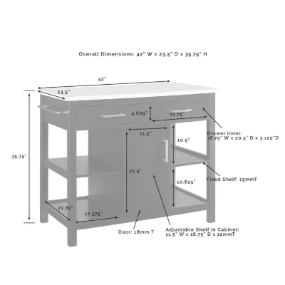 Flury Small Kitchen Island with storage