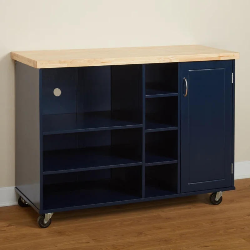 Moulden Small Kitchen Island with Wheels - Natural Wood