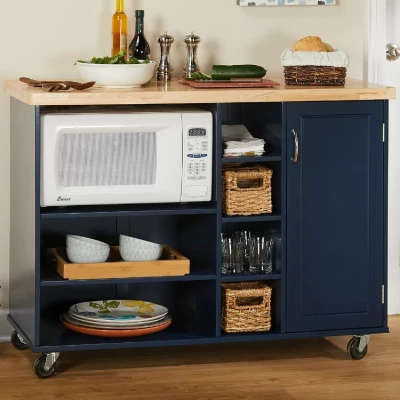 Moulden Small Kitchen Island with Wheels - Natural Wood