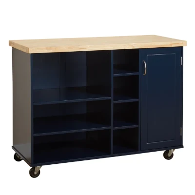 Moulden Small Kitchen Island with Wheels - Natural Wood