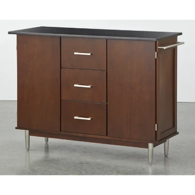 Classy Kitchen Island Table with Storage Cabinets - Natural Wood