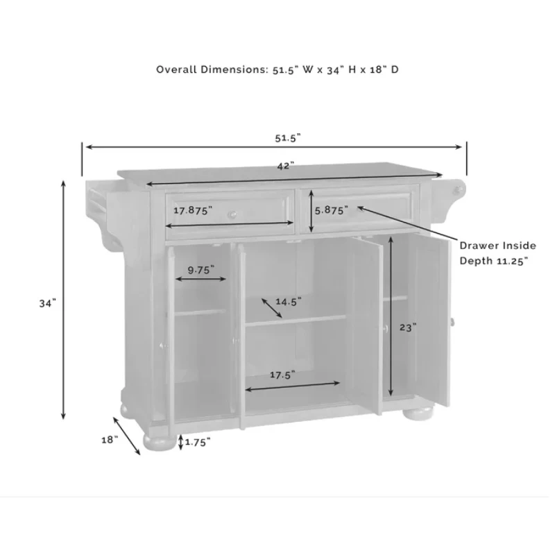 Talya Wide Rolling Kitchen Island