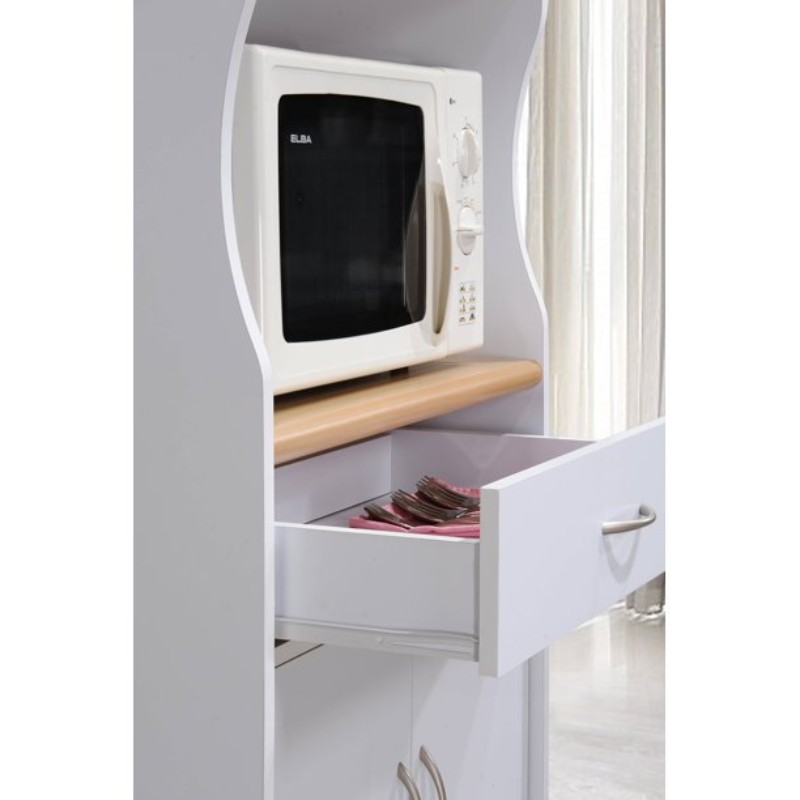 Sandy – Kitchen Trolley with Wheels, Drawers & Cabinets – Natural Wood