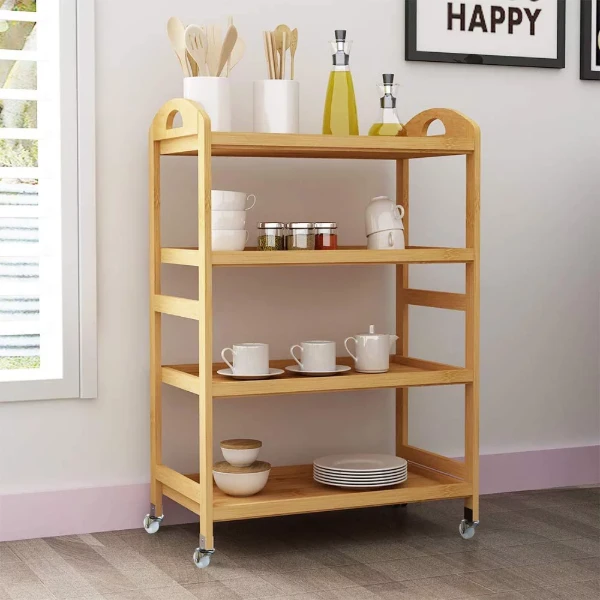 Soges 4-Tier Kitchen Storage Shelf Rolling Kitchen Cart Movable Storage
