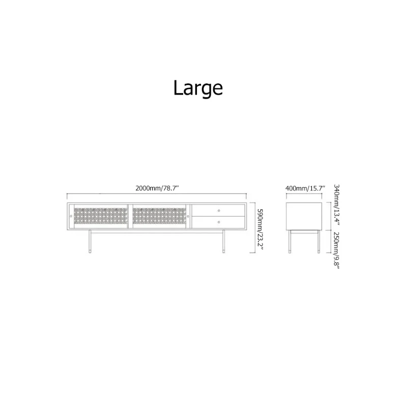 Ratta Modern Green TV Stand for 70 inch TV with 2 Drawers & 2 Doors