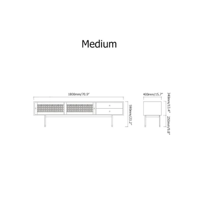 Ratta Modern Green TV Stand for 70 inch TV with 2 Drawers & 2 Doors
