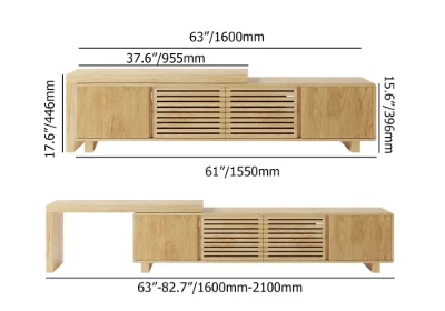 Japandi 63 to 83 Walnut Retracted & Extendable TV Stand with 4 Shelves Up to 85
